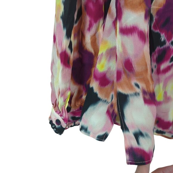 Kobi Halperin Mabel abstract Floral art career‎ soft elegant silk blouse size S - Picture 6 of 16